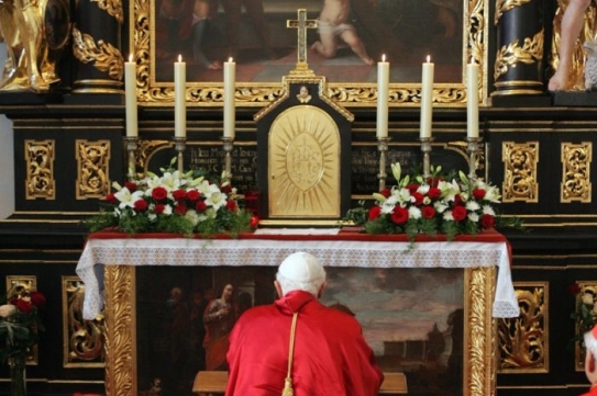 Papež se poklonil ostatkům svat&eacute;ho V&aacute;clava.