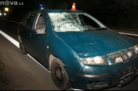 Nabourané policejní auto v Krnově.
