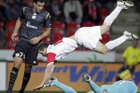 Momentka ze zápasu Slavia - Lille 1:5.
