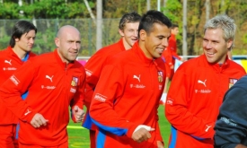 Česk&aacute; fotbalov&aacute; reprezentace na tr&eacute;ninku.