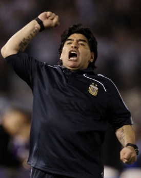 Diego Maradona, kouč fotbalistů Argentiny.