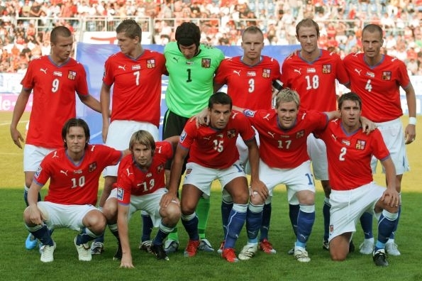 Fotbalová reprezentace při utkání se San Marinem.