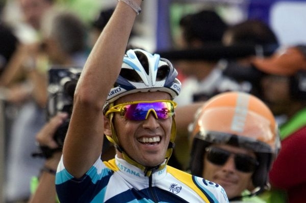 Alberto Contador v barvách Astany.