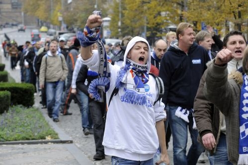 Fanoušci Baníku Ostrava. 