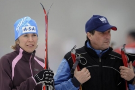 Kateřina Neumannová se svým manažerem Josefem Jindrou.