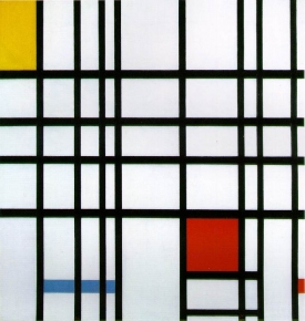 Piet Mondrian, Kompozice s žlutou, modoru a červenou, 1937-42