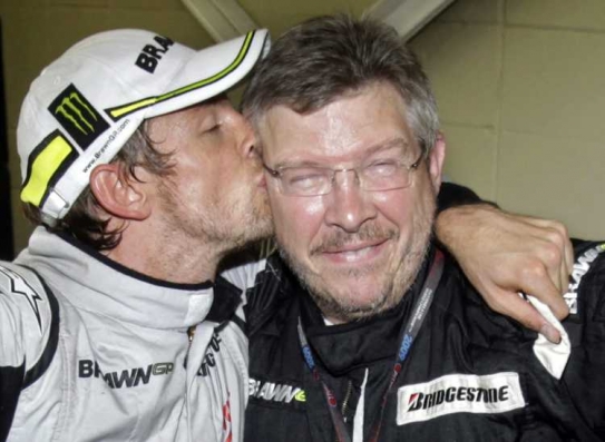 Jenson Button a majitel stáje Ross Brawn.