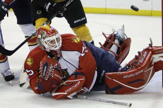 Gólman hokejistů Floridy Tomáš Vokoun byl proti Bostonu neprůstřelný.