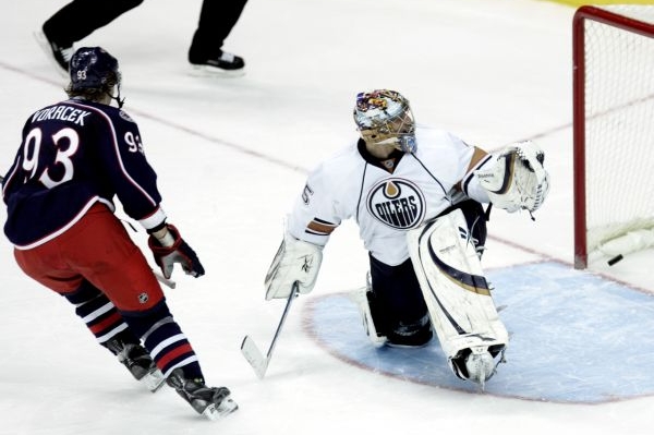 Jakub Voráček z Columbusu právě rozhodl utkání proti Edmontonu.