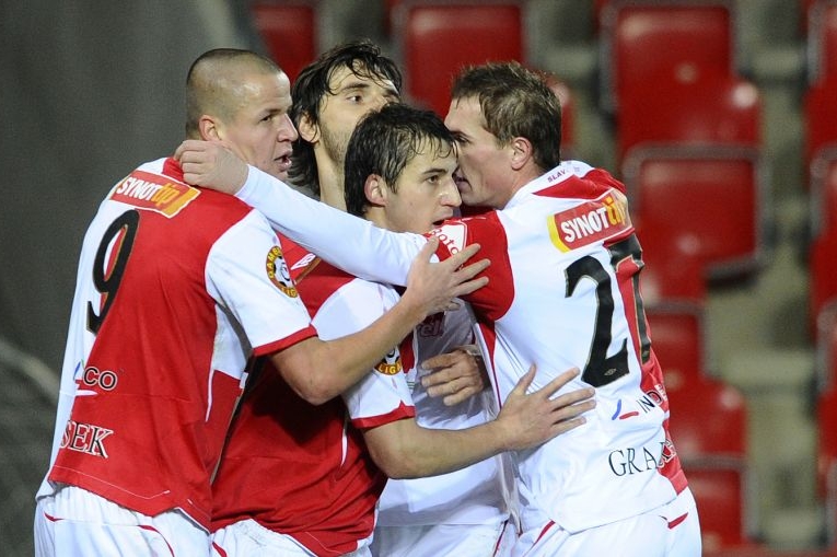Fotbalisté Slavie Praha. 