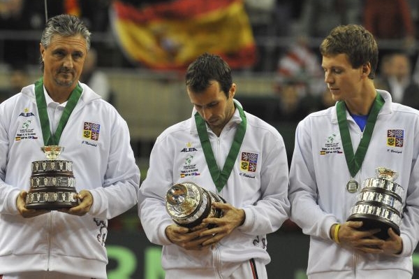 Zleva Jaroslav Navrátil, Radek Štěpánek a Tomáš Berdych.