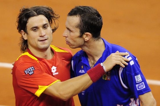 David Ferrer s Radkem Štěpánkem po vzájemném zápase.
