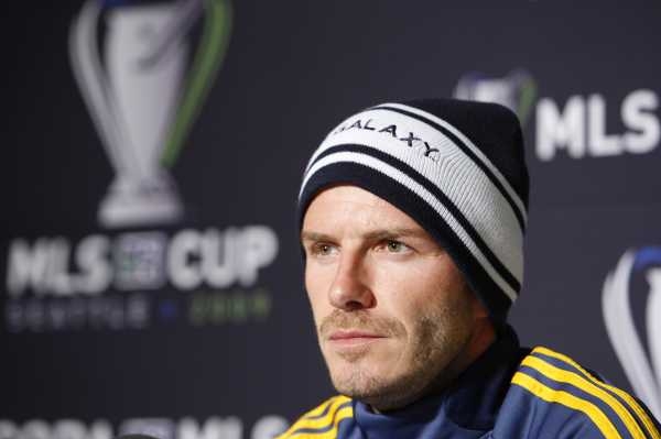 David Beckham na tiskové konferenci s Los Angeles Galaxy.