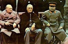 Churchill, Roosevelt a Stalin v Jaltě.