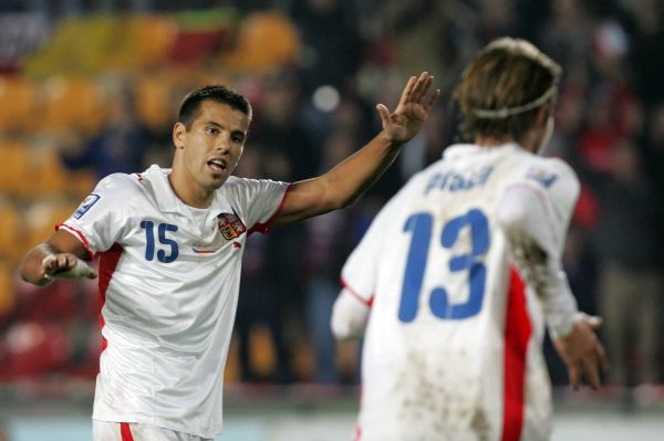 Milan Baroš v utkání fotbalové reprezentace proti Polsku.