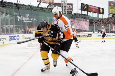 Momentka z Winter Classic v Bostonu.