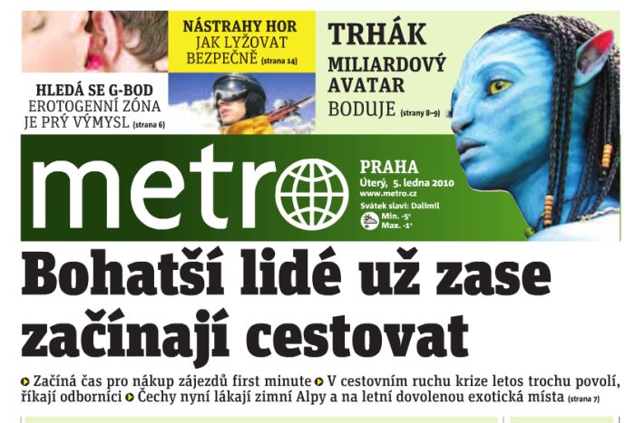 Nový design deníku Metro. Zelenou se nešetřilo.