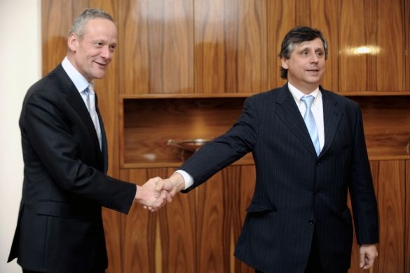 Jan Fischer a Cyril Svoboda. První ze série premiérových schůzek. 