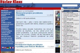 Na web prezidenta Klause se z ministerstva spravedlnosti nepodíváte.