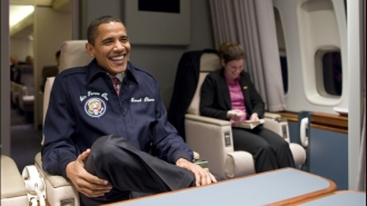 První let letadlem Air Force One.