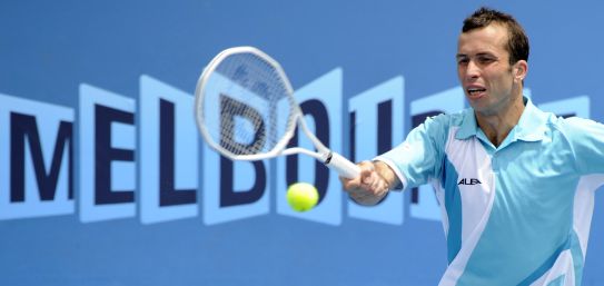 Radek Štěpánek na kurtu v Melbourne.