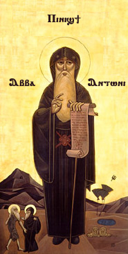 Svatý Antonín veliký - koptská ikona.