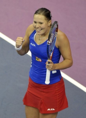 Lucie Hradecká po výhře nad Andreou Petkovicovou.