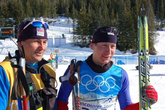 Lukáš Bauer (vpravo) a trenér Miroslav Petrásek ve Whistleru.