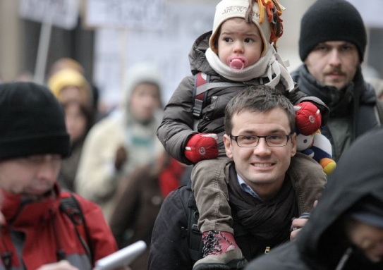 Demonstrace se zúčastnil i Ondřej Liška (SZ).