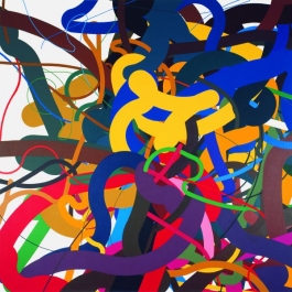Zdeněk S&yacute;kora: Linie č. 220, 2003, akryl / pl&aacute;tno, 200 &times; 200 cm