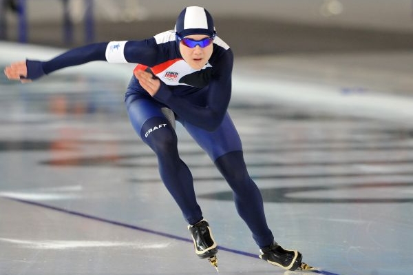 Karolína Erbanová na rychlobruslařském olympijském oválu. Karolína Erbanová na rychlobruslařském olympijském oválu.