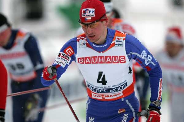 Lukáš Bauer na trati skiatlonu. Lukáš Bauer na trati skiatlonu.