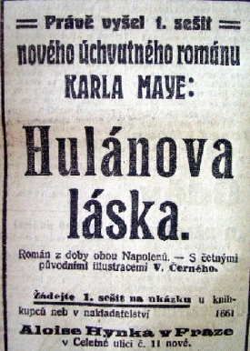 Listopad 1908, reklama na knihu Karla Maye.