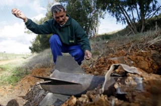 Jedna z palestinských raket dopadla u Sderotu - 18.1.08.