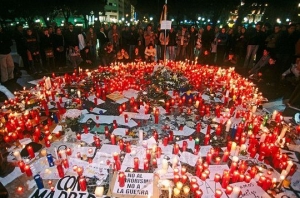 Protest proti terorismu ve Španělsku.