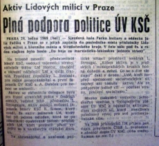 Aktiv milicion&aacute;řů v předvečer Palachova pohřbu.