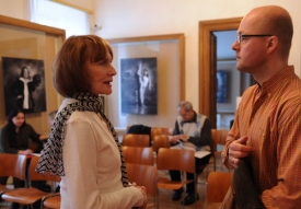 Pěvkyně Soňa Červen&aacute; a autor hudby Ale&scaron; Březina na TK před premi&eacute;rou.