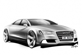 Audi A8 nové generace se alespoň na skicách tváří agresivně.
