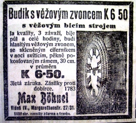 Vánoce 1908: Budík s věžovým zvoncem.