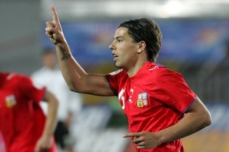 Milan Baroš v reprezentačním dresu.