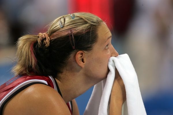 Zklamaná česká basketbalistka Petra Kulichová.