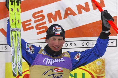Lukáš Bauer po sobotním triumfu ve 2. etapě Tour de Ski. Lukáš Bauer po sobotním triumfu ve 2. etapě Tour de Ski.