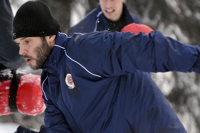Sparťan Patrik Berger během kondičního tréninku ve Špindlerově mlýně.