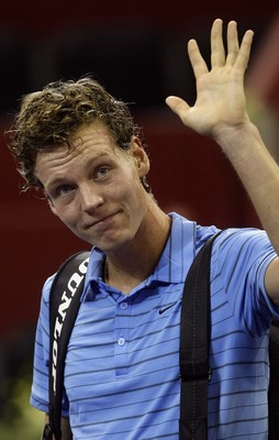 Tenista Tomáš Berdych se raduje z postupu do 2. kola turnaje v Madridu