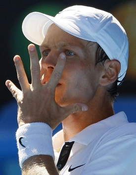 Tomáš Berdych během osmifinále Australian Open.