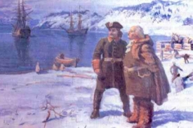 Bering u po něm pojemenovaném průlivu. Knižní ilustrace.