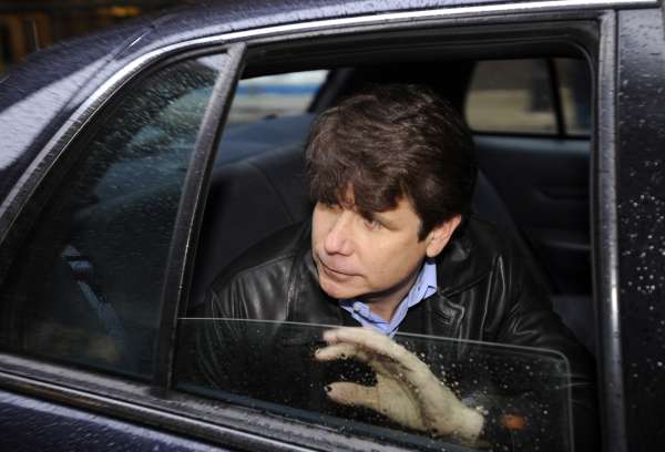 Blagojevich opouští kancelář špičkového právníka v Chicagu.