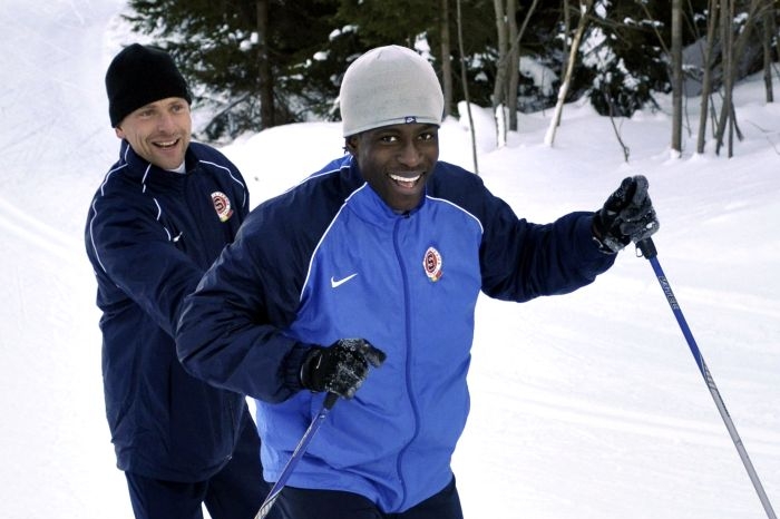 Útočník Sparty Bony Wilfried s trenérem Martinem Haškem.