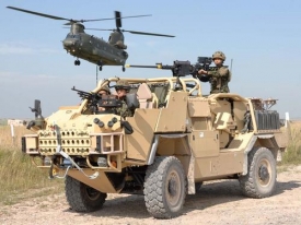 Britské lehké obrněné vozidlo Jackal v Afghánistánu.