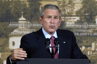 Americký prezident George W. Bush při svém projevu v Praze